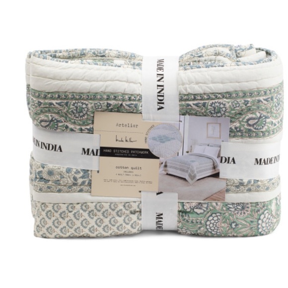Nicole Miller Cotton Handstitched Patchwork Quilt